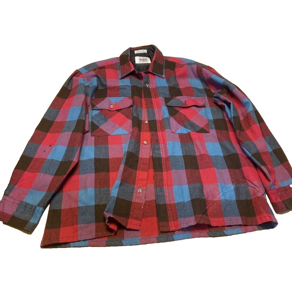 Midwest mens flannel shirt L 16 16.5 long sleeves